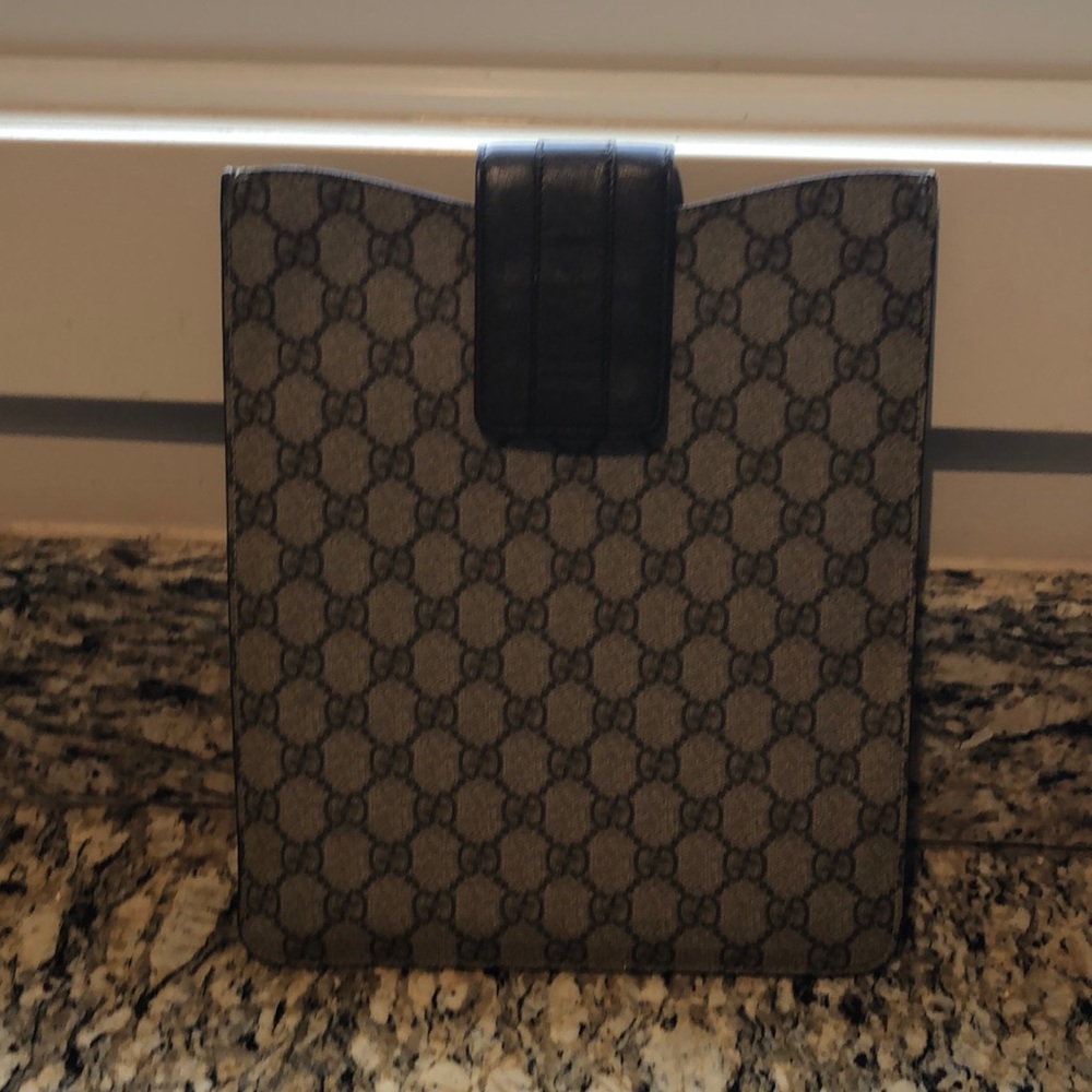 Gucci Monogram IPad  Case - Black and Tan in